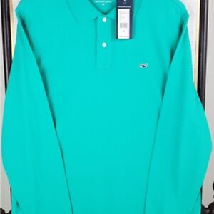 Vineyard Vines Aqua Long Sleeve Polo